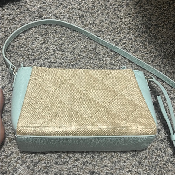 Kate Spade Mint Chic Two-Tone Raffia and Leather Crossbody Bag - Picture 2 of 4